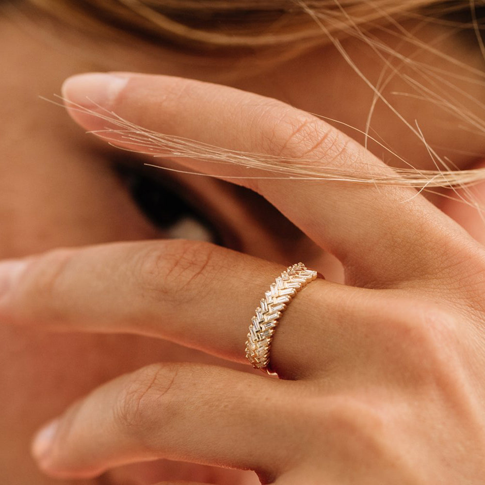 14k Step Baguette Diamond Ring
