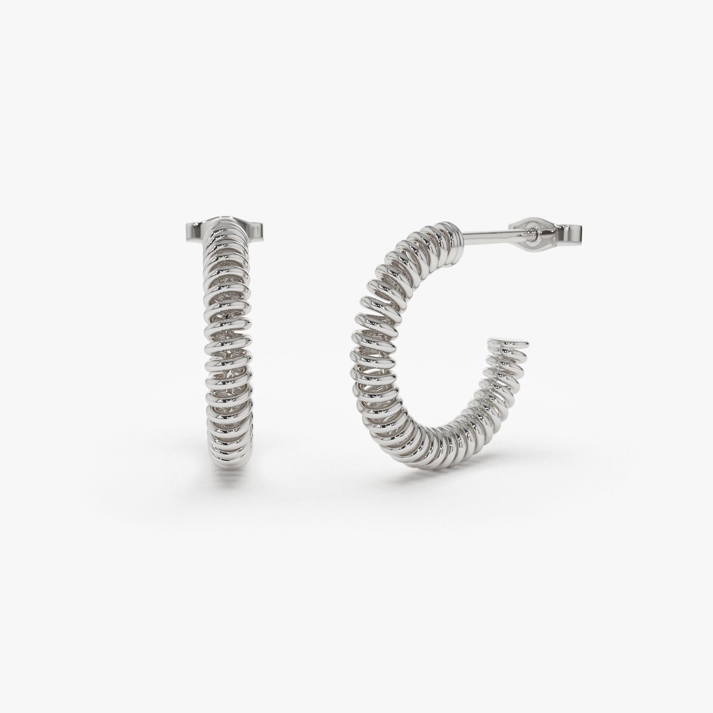 14k Unique Spiral C-Hoop Earring - Geum Jewels