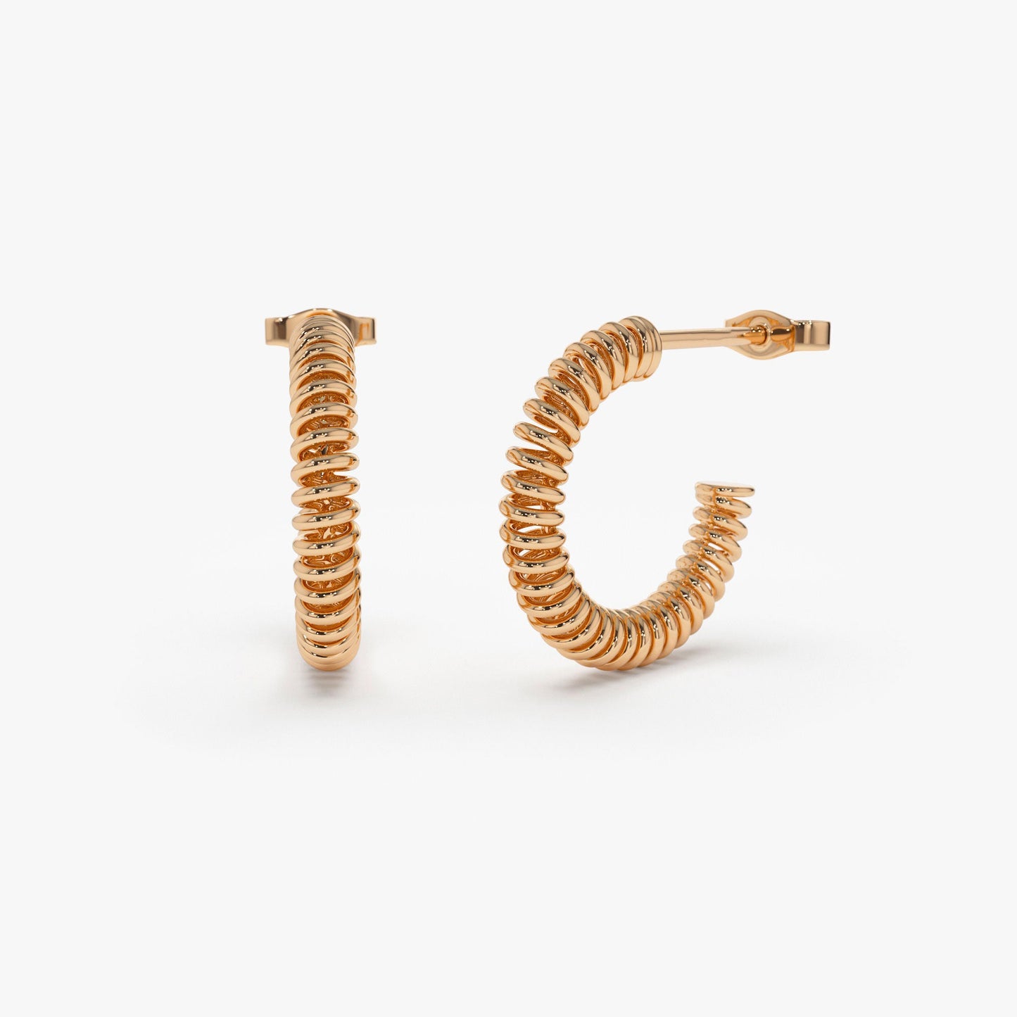 14k Unique Spiral C-Hoop Earring - Geum Jewels