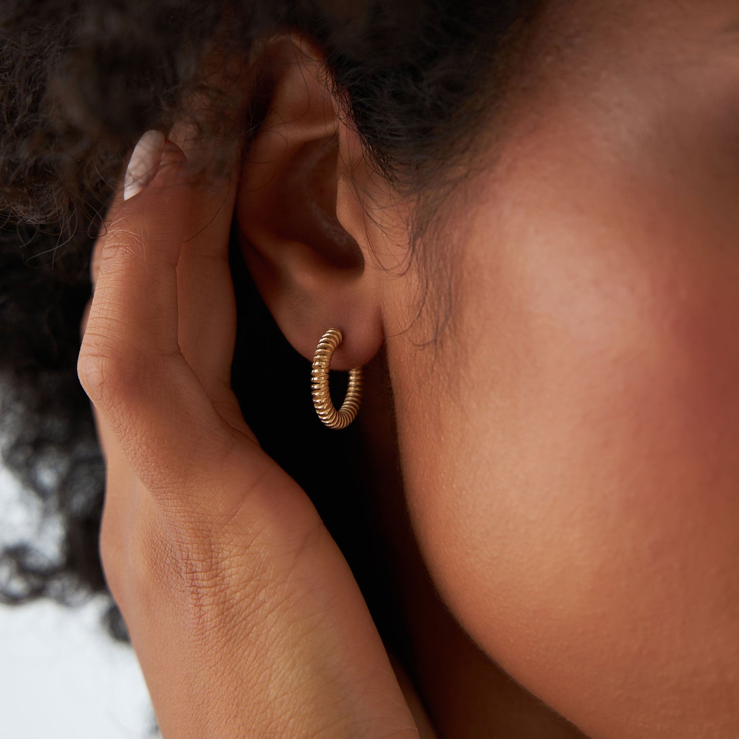 14k Unique Spiral C-Hoop Earring - Geum Jewels
