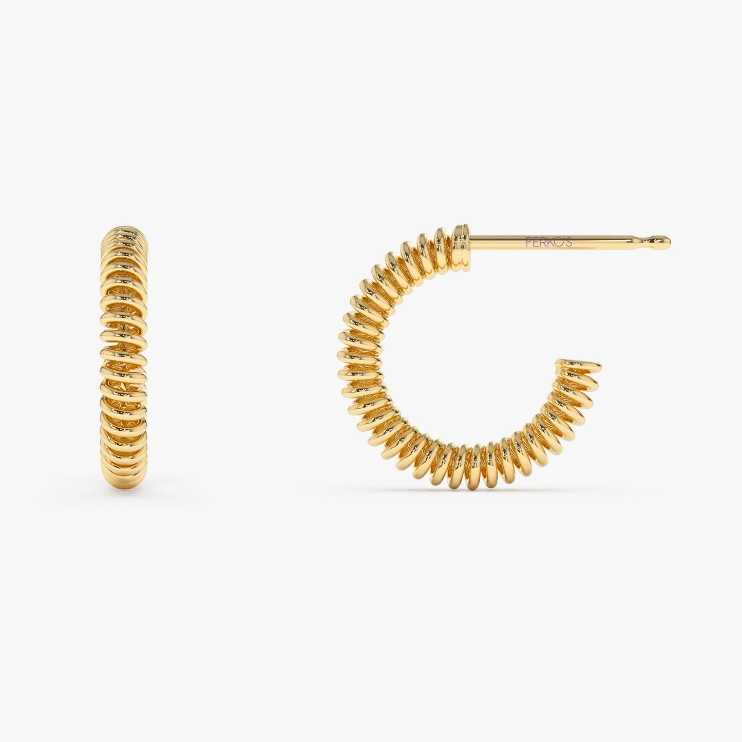 14k Unique Spiral C-Hoop Earring - Geum Jewels