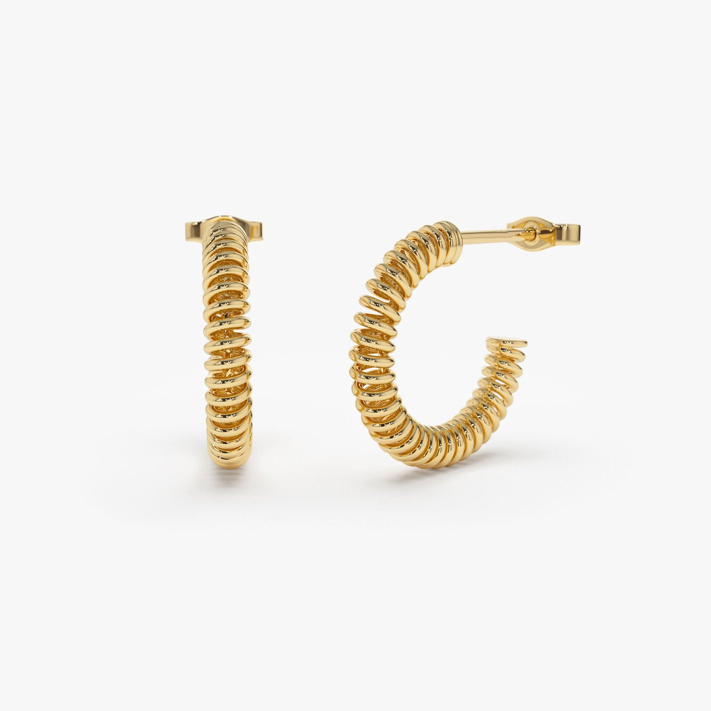 14k Unique Spiral C-Hoop Earring - Geum Jewels