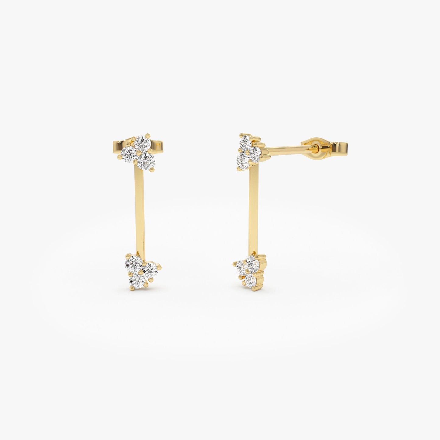 14k Vertical Bar Diamond Earrings - Geum Jewels