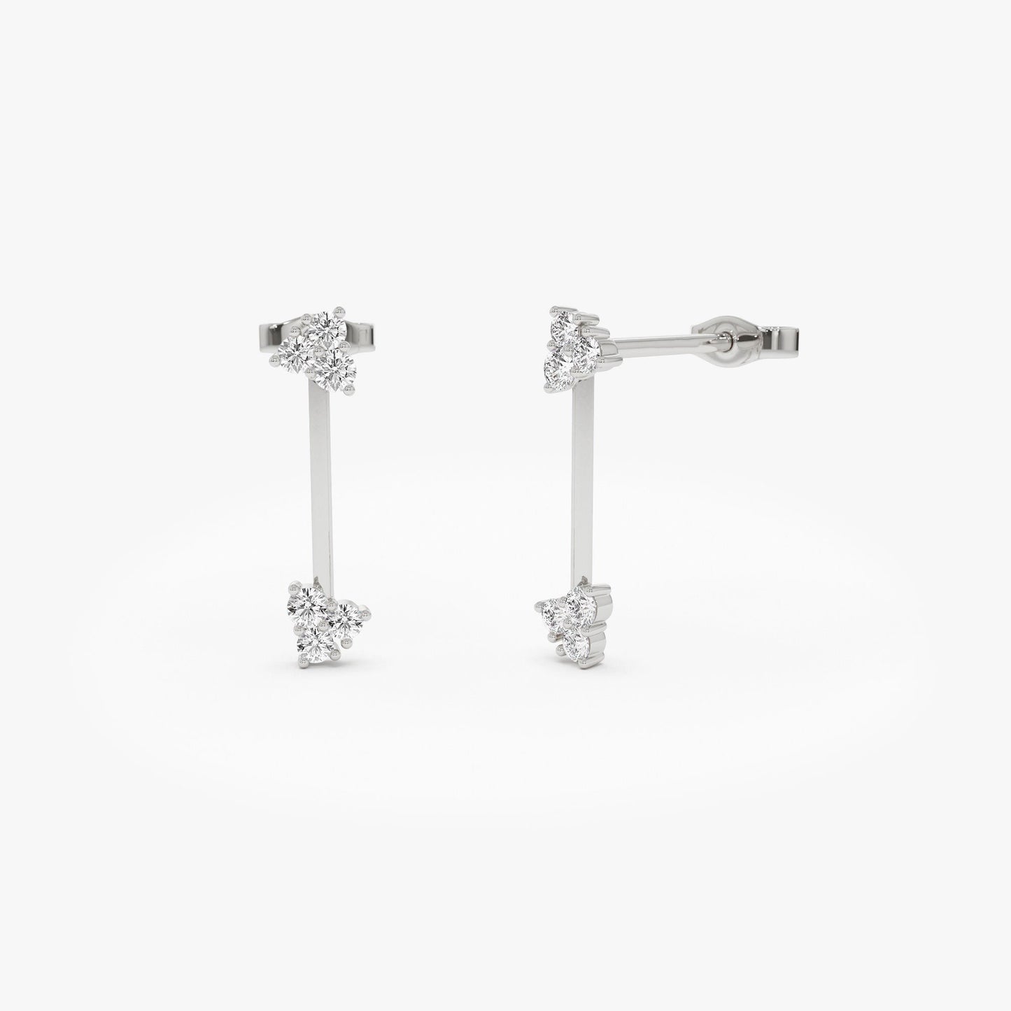 14k Vertical Bar Diamond Earrings - Geum Jewels