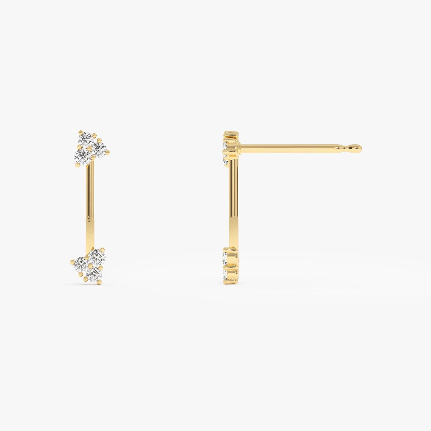 14k Vertical Bar Diamond Earrings - Geum Jewels