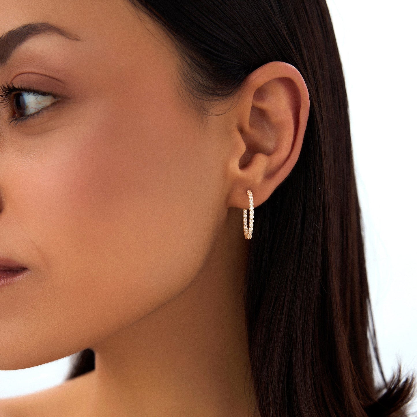 14Kt 21.5MM Inside Out Diamond Hoops - Geum Jewels