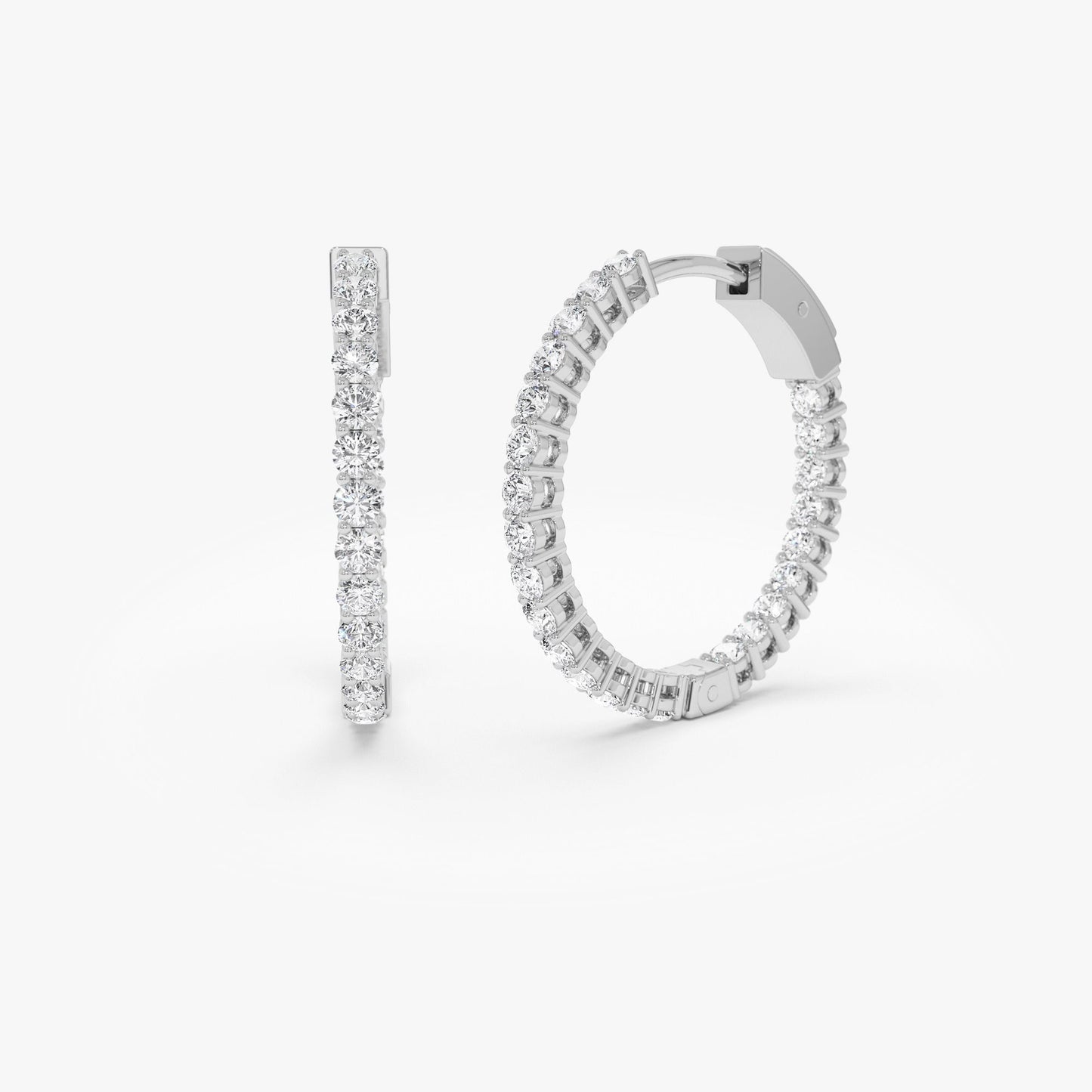 14Kt 21.5MM Inside Out Diamond Hoops - Geum Jewels