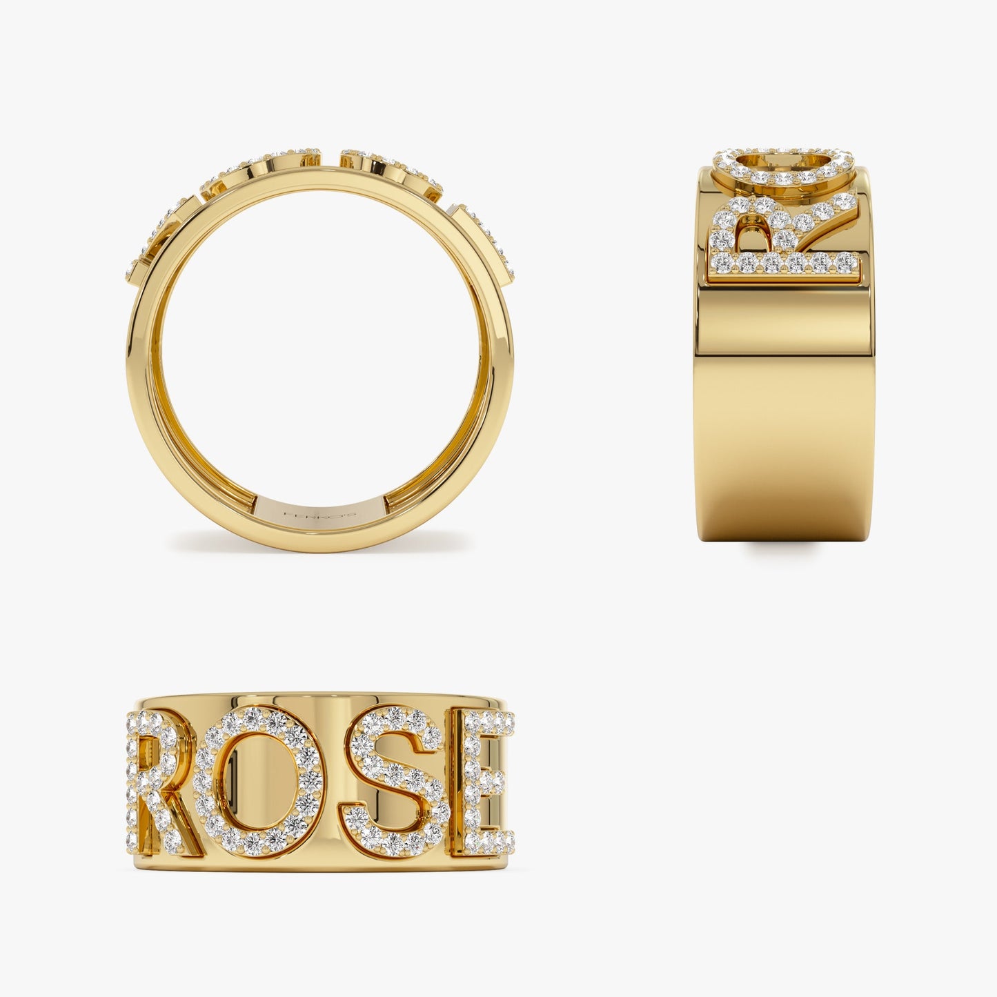 14K Chunky Diamond Name Band