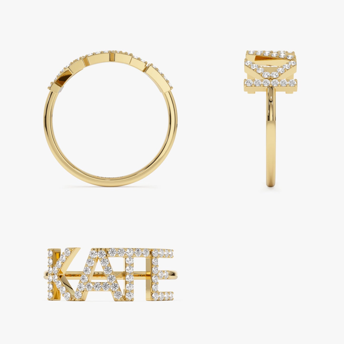 14K Diamond Personalized Name Ring - Geum Jewels