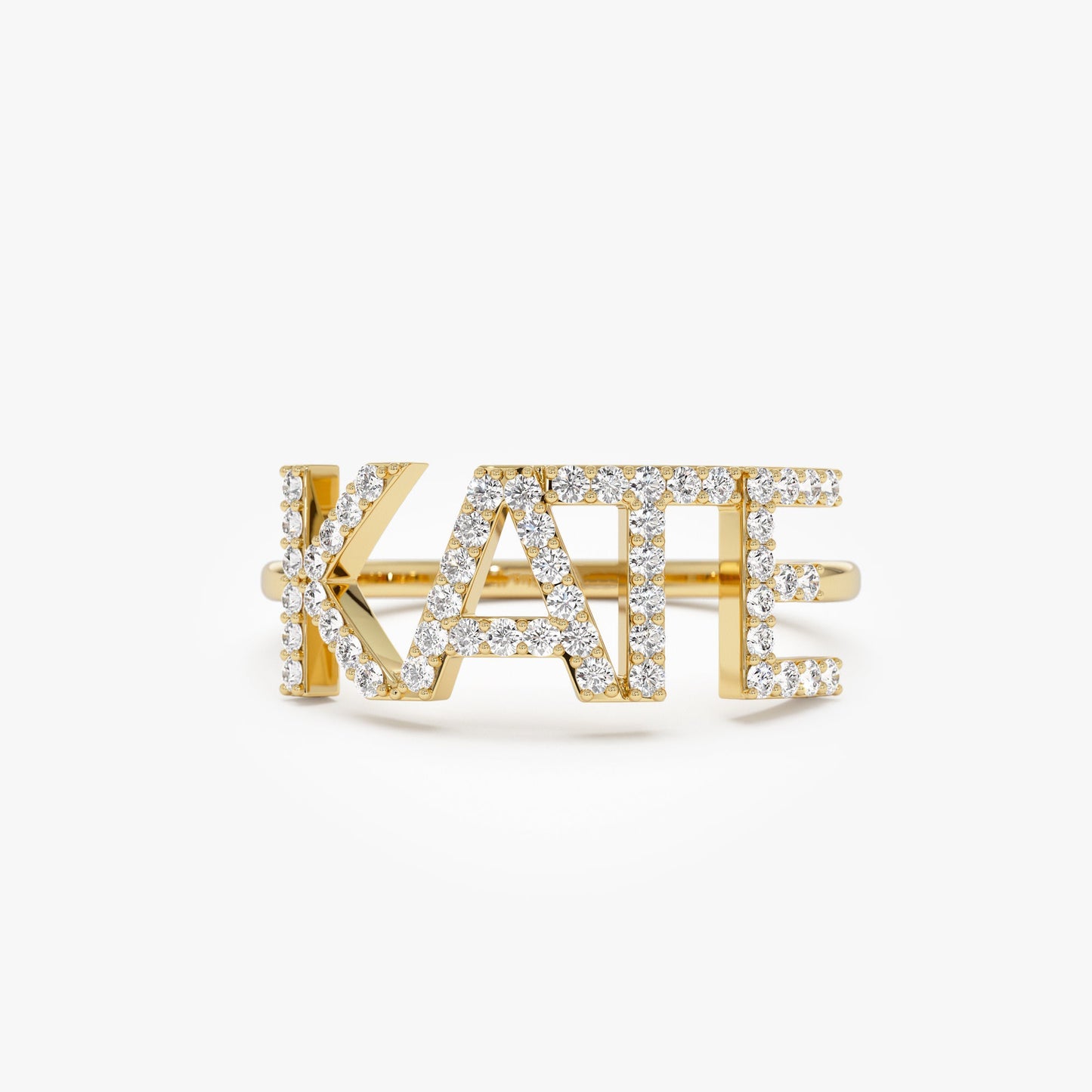 14K Diamond Personalized Name Ring - Geum Jewels