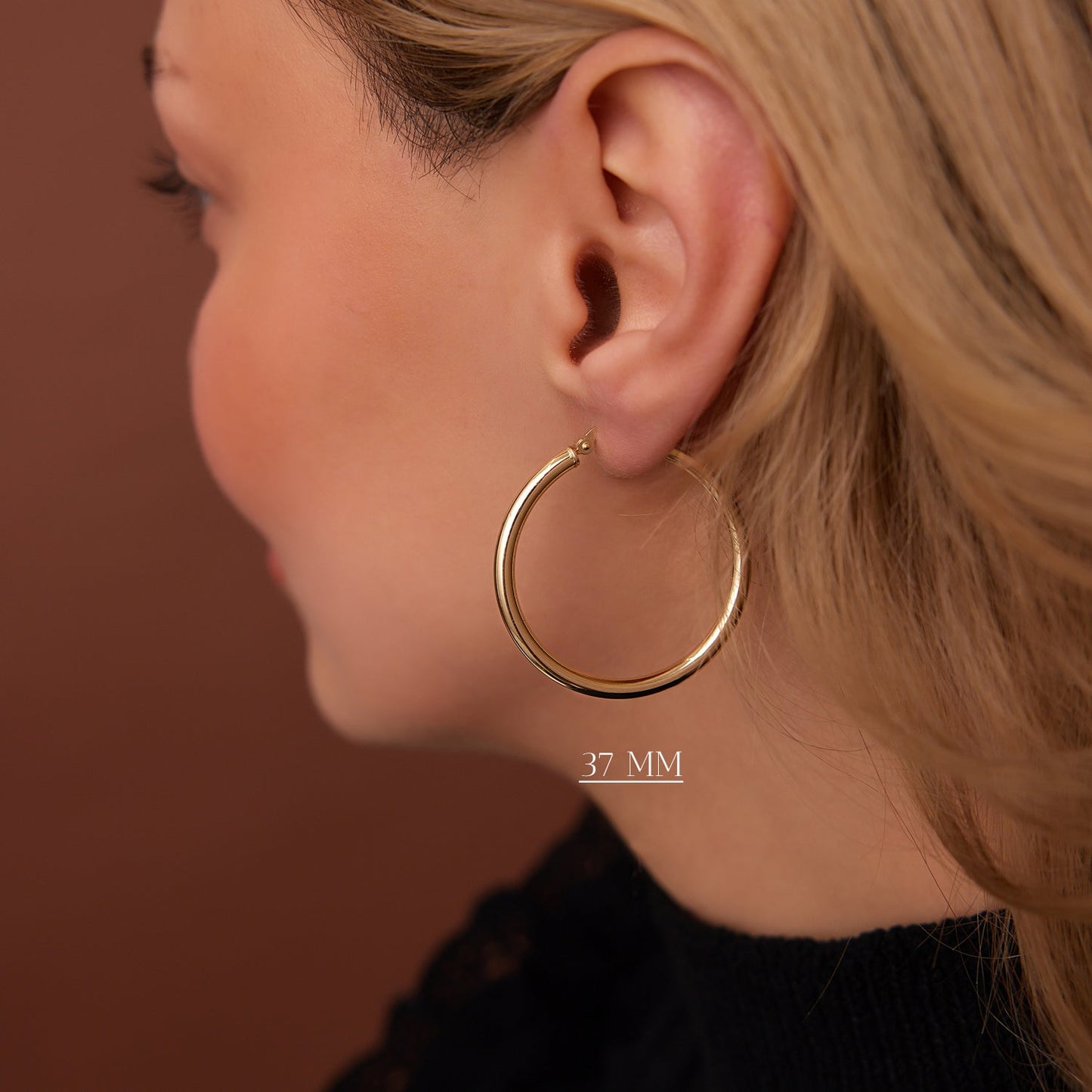 14k Gold Hoops 26.5 - 31.5 - 37MM - Geum Jewels
