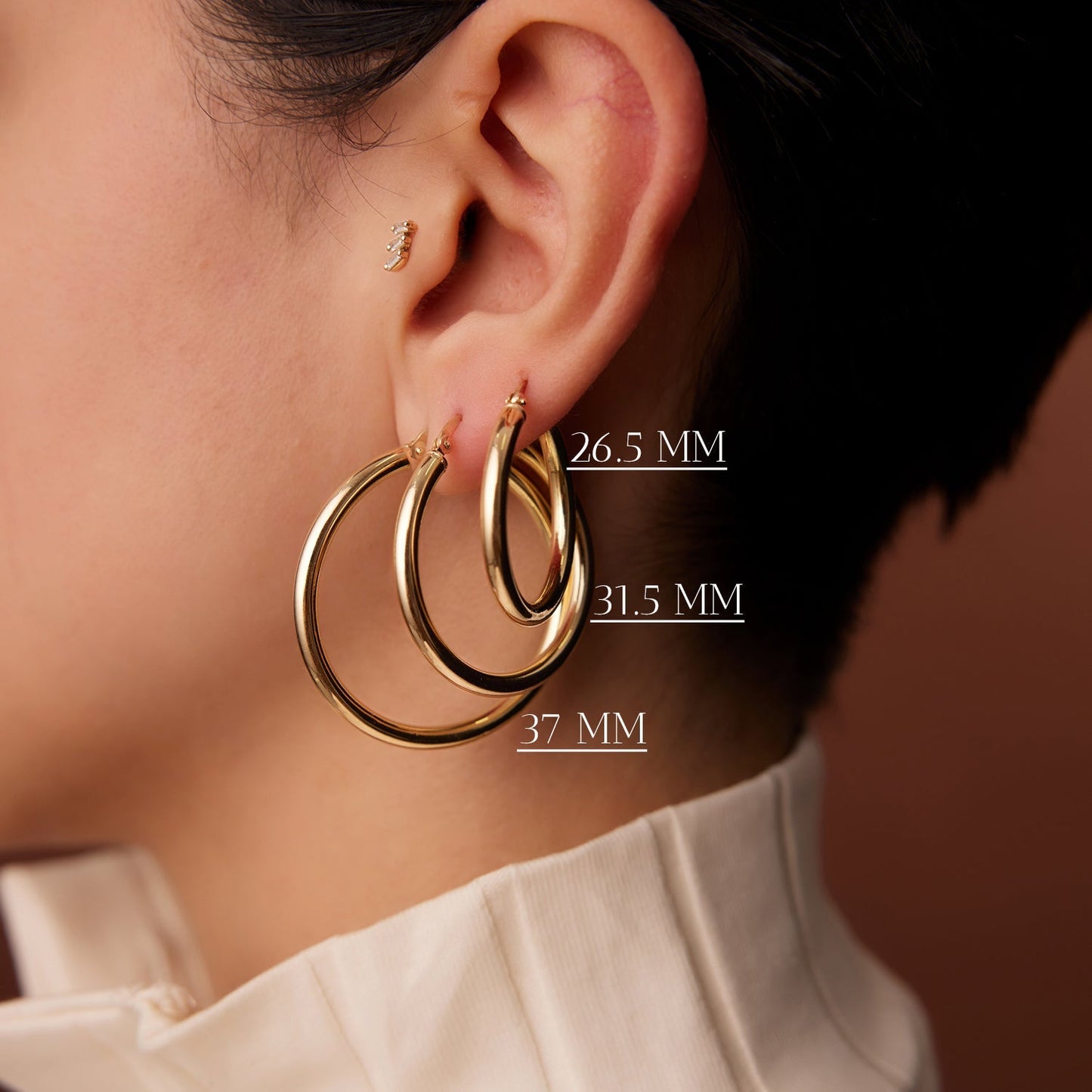 14k Gold Hoops 26.5 - 31.5 - 37MM - Geum Jewels