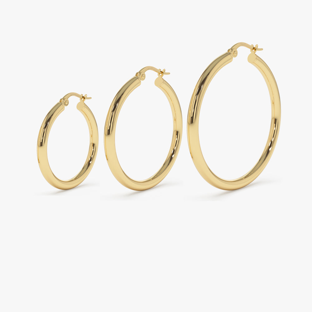14k Gold Hoops 26.5 - 31.5 - 37MM - Geum Jewels