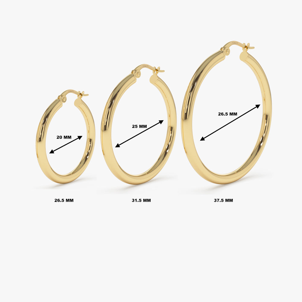 14k Gold Hoops 26.5 - 31.5 - 37MM - Geum Jewels