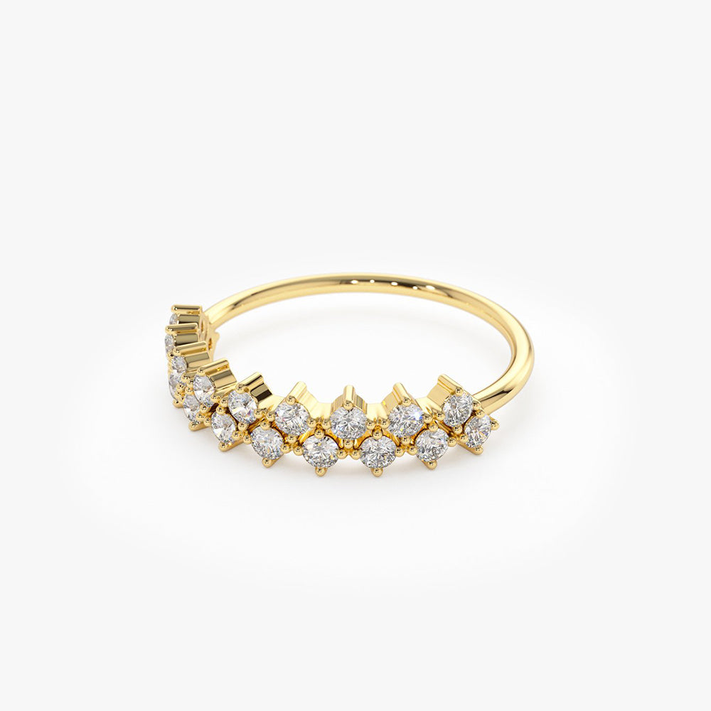 14K Double Row Prong Setting Diamond Wedding Band