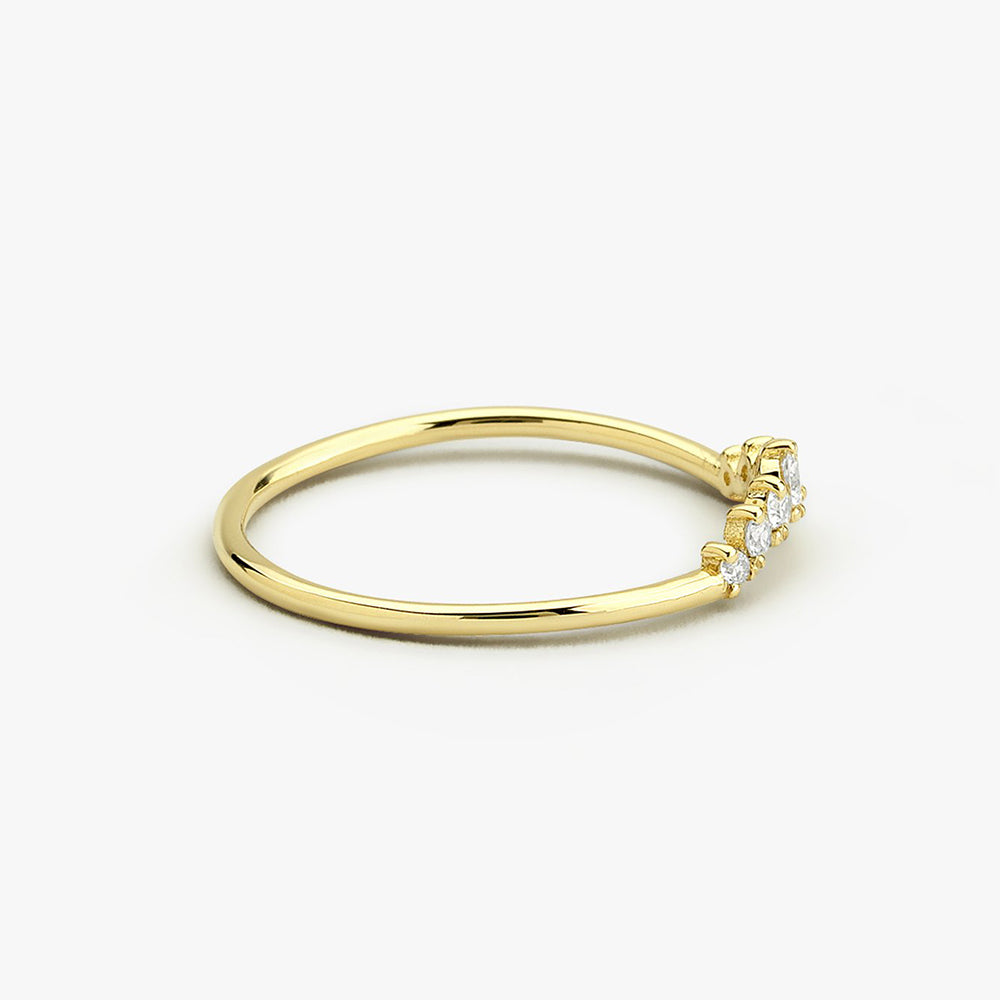 14K Gold Curved Diamond Ring