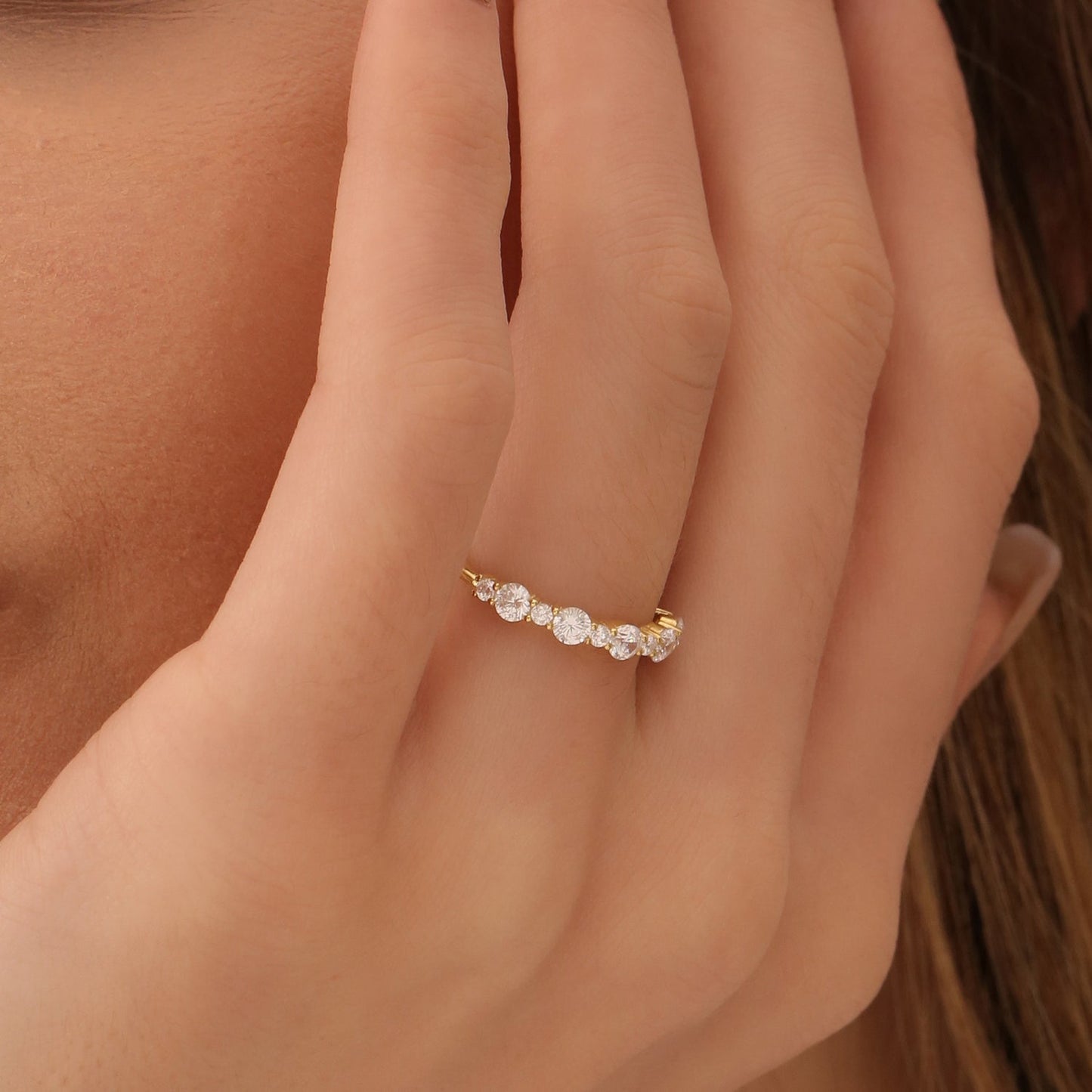 14k Round Diamond Mix Size Anniversary Ring
