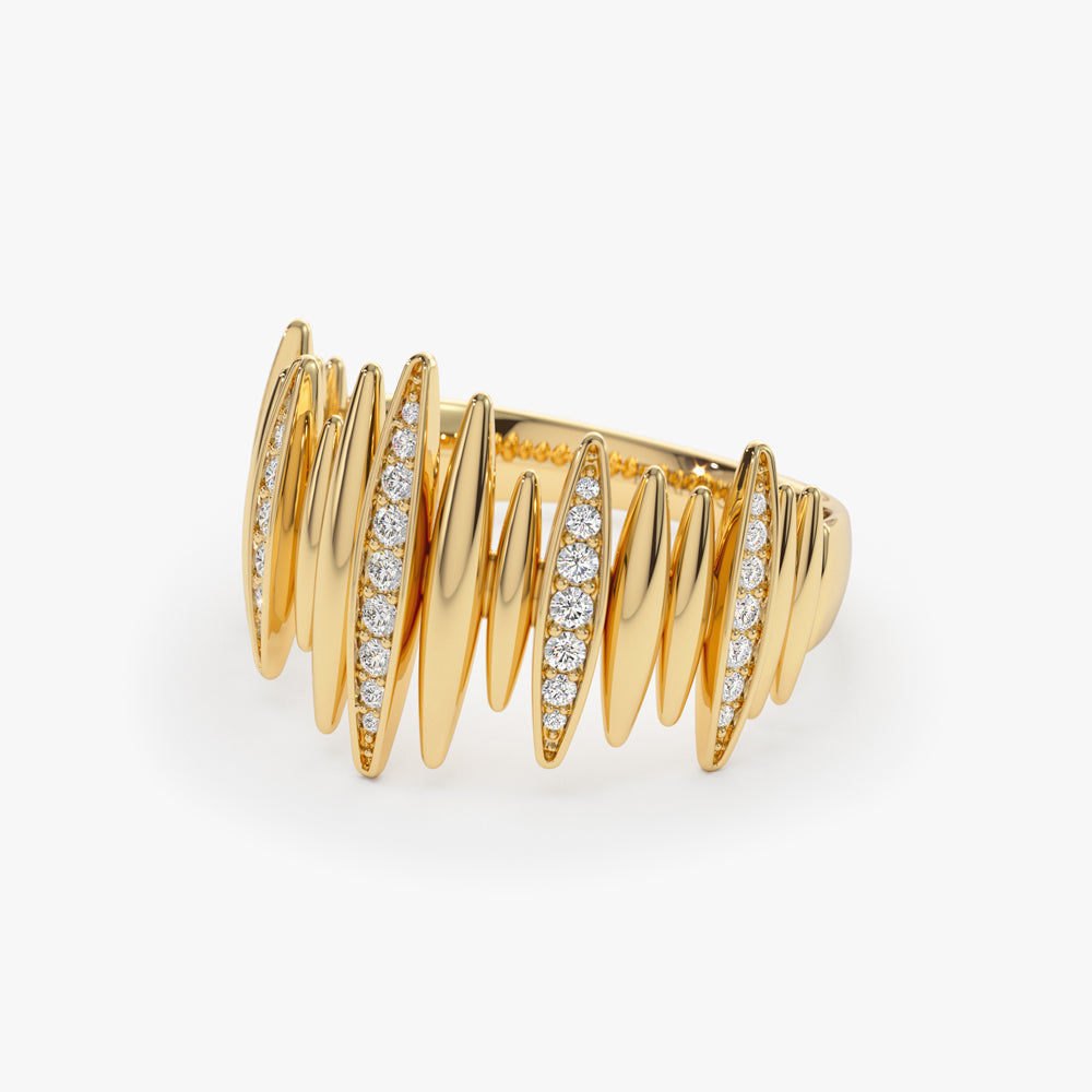 14k Unique Diamond Spike Ring