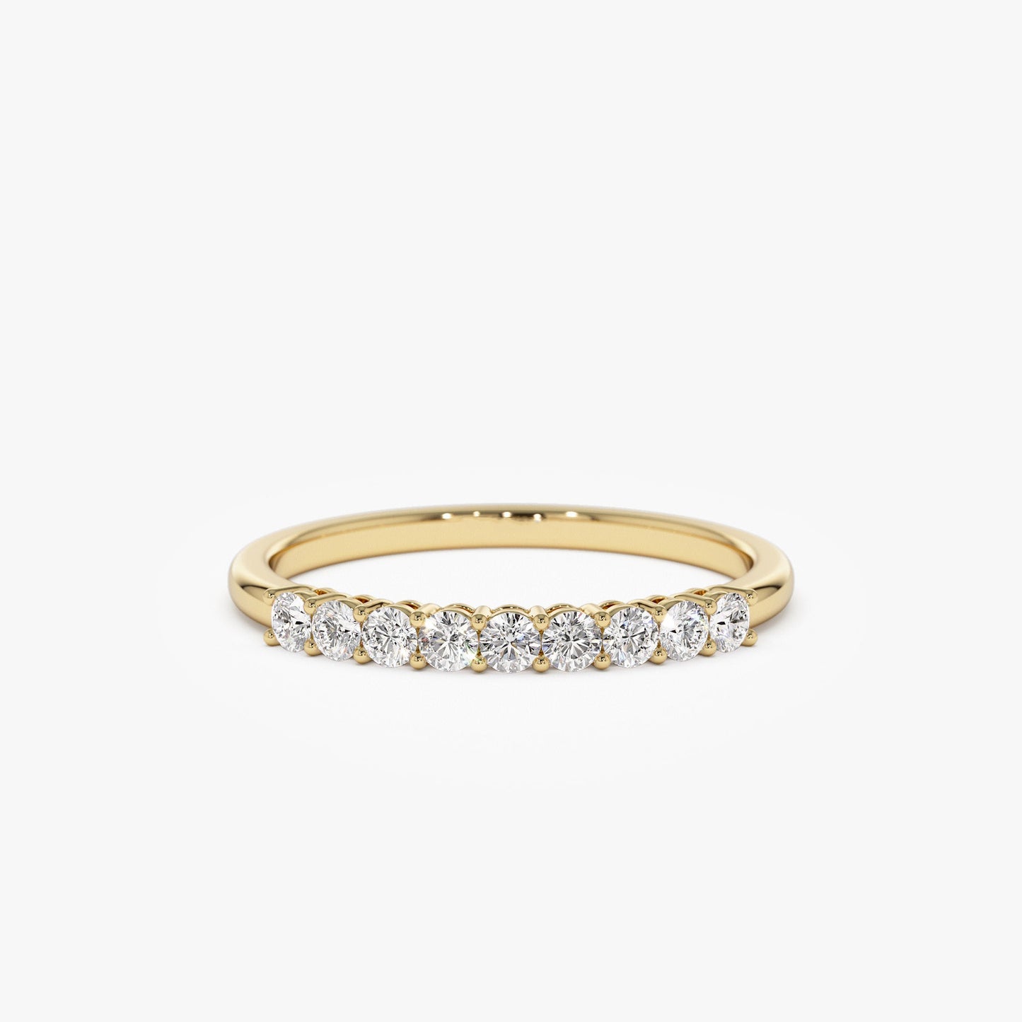 14k 0.30ctw 9 Stone Basket Setting Diamond Wedding Ring - Geum Jewels