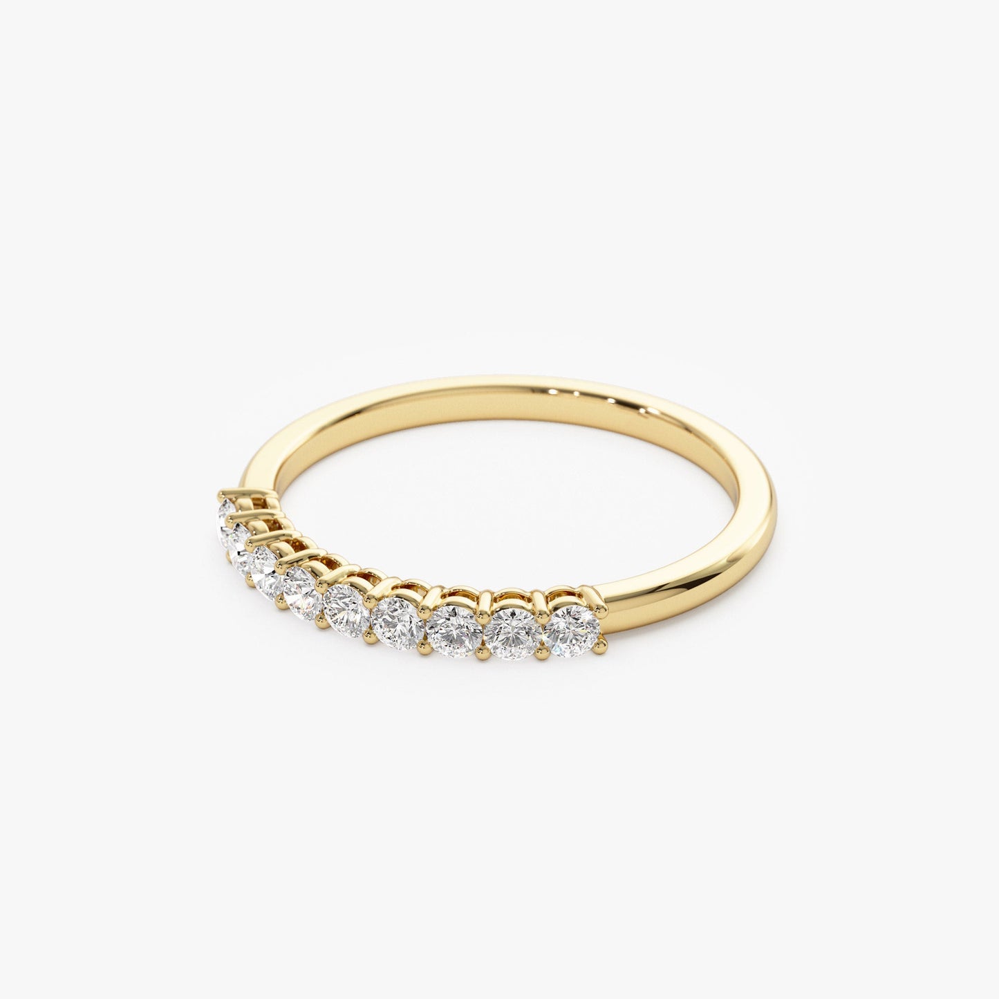14k 0.30ctw 9 Stone Basket Setting Diamond Wedding Ring - Geum Jewels