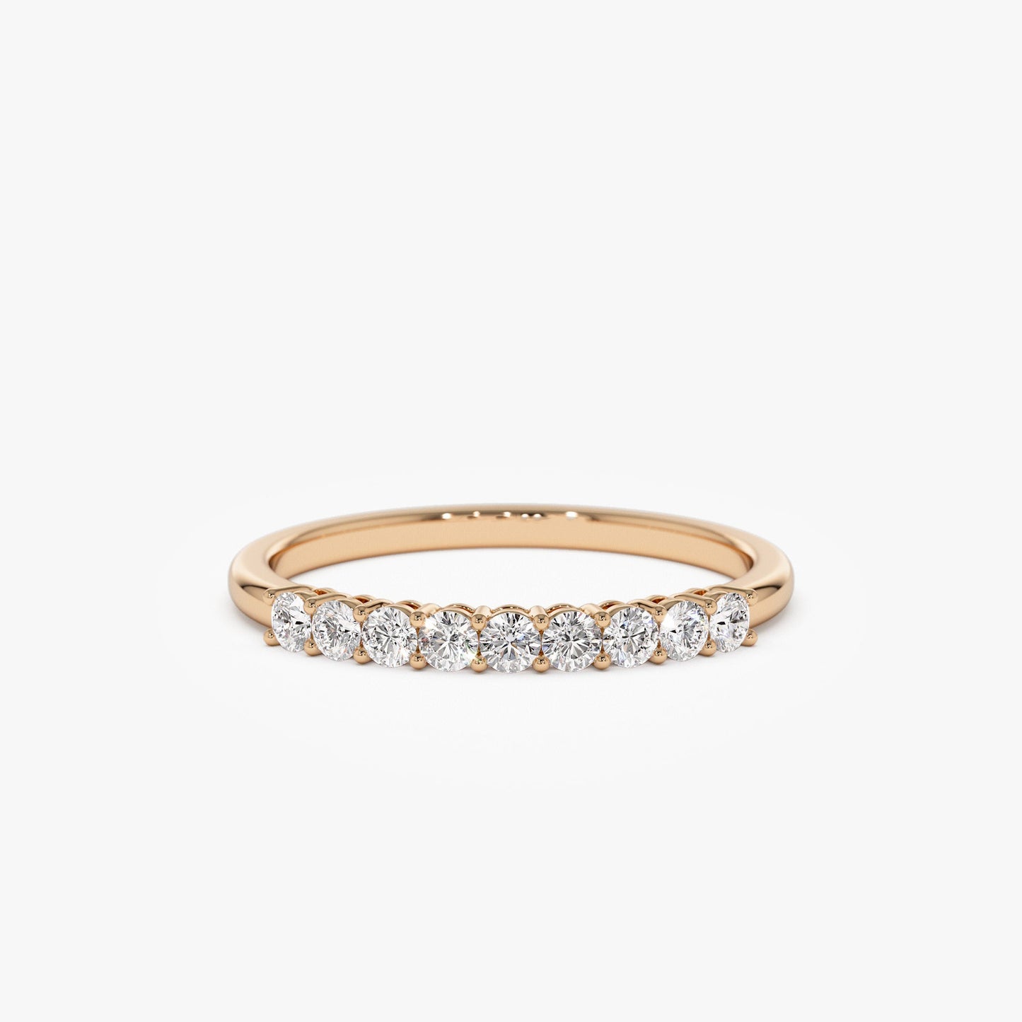 14k 0.30ctw 9 Stone Basket Setting Diamond Wedding Ring - Geum Jewels