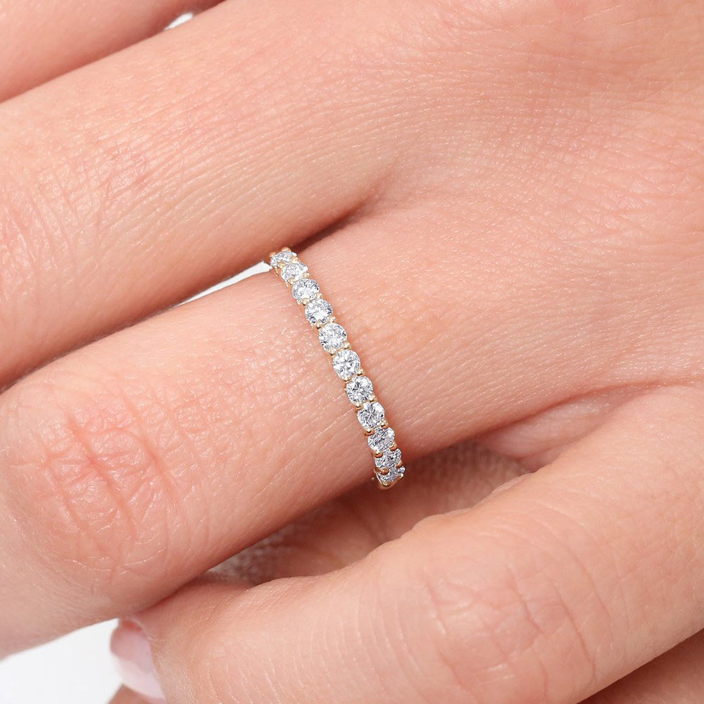 14k 11 Stone U-Shaped Diamond Wedding Band