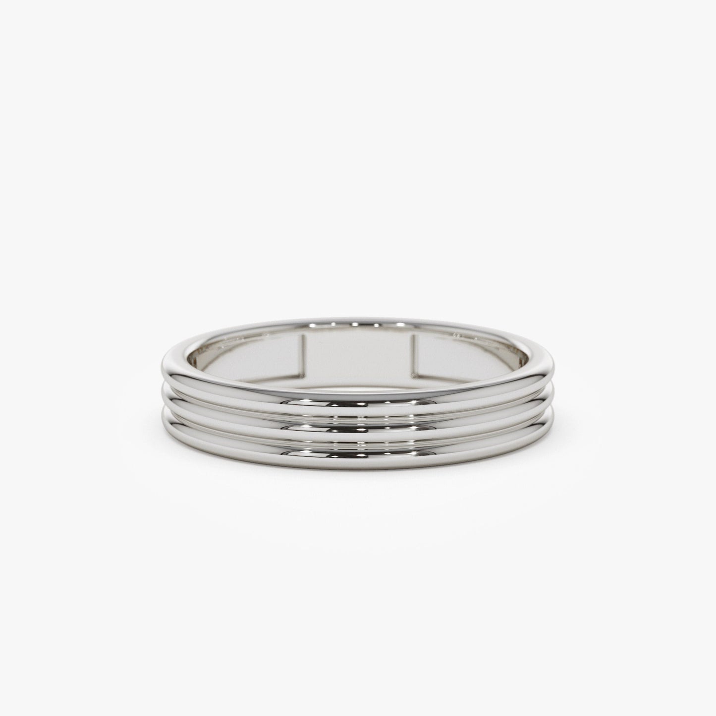 14k 3.5MM Multi Lined Gold Wedding Ring - Geum Jewels