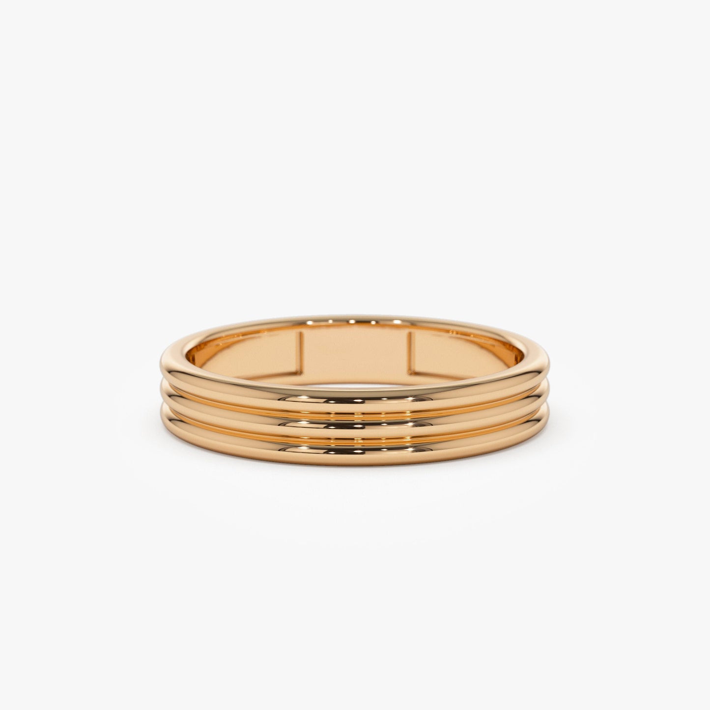 14k 3.5MM Multi Lined Gold Wedding Ring - Geum Jewels