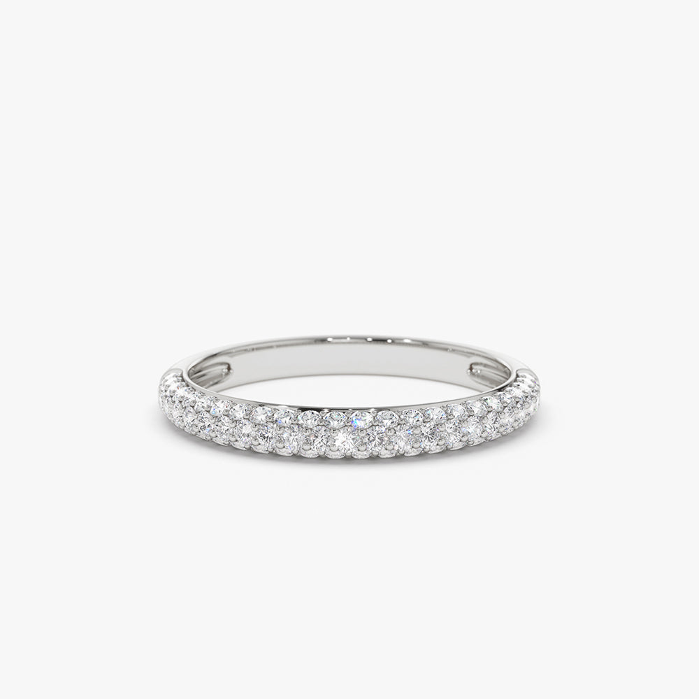 14k 3 Row Half Eternity Diamond Band - Geum Jewels