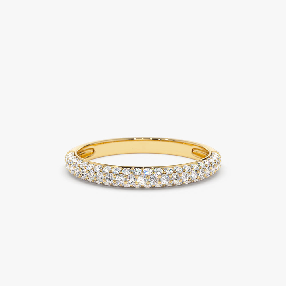 14k 3 Row Half Eternity Diamond Band - Geum Jewels