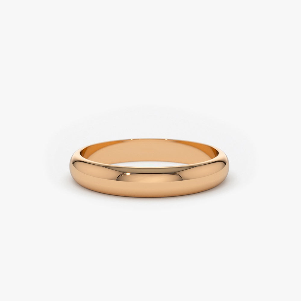 14k 3MM Classic Dome Unisex Wedding Ring - Geum Jewels