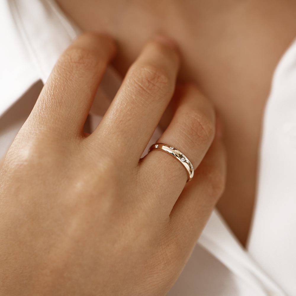 14k 3MM Dome Burnish Setting Women's Wedding Ring