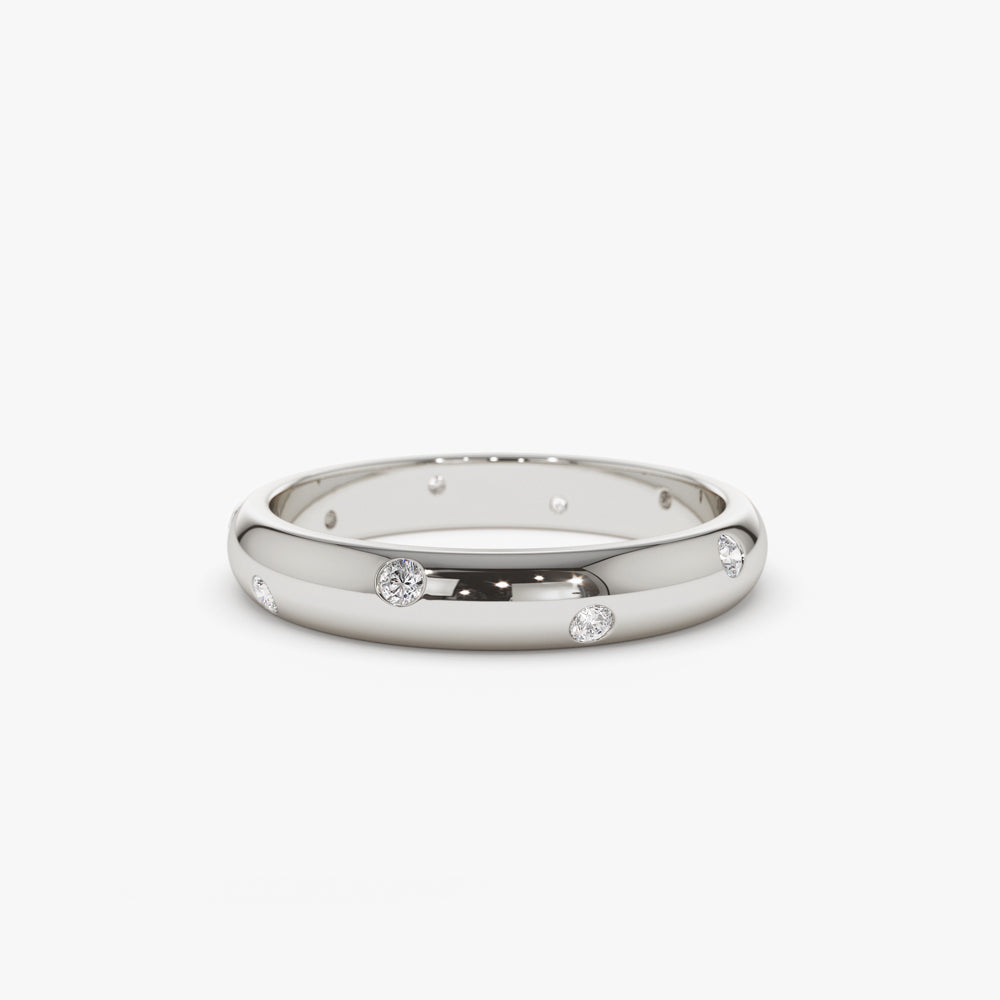 14k 3MM Dome Burnish Setting Women's Wedding Ring - Geum Jewels