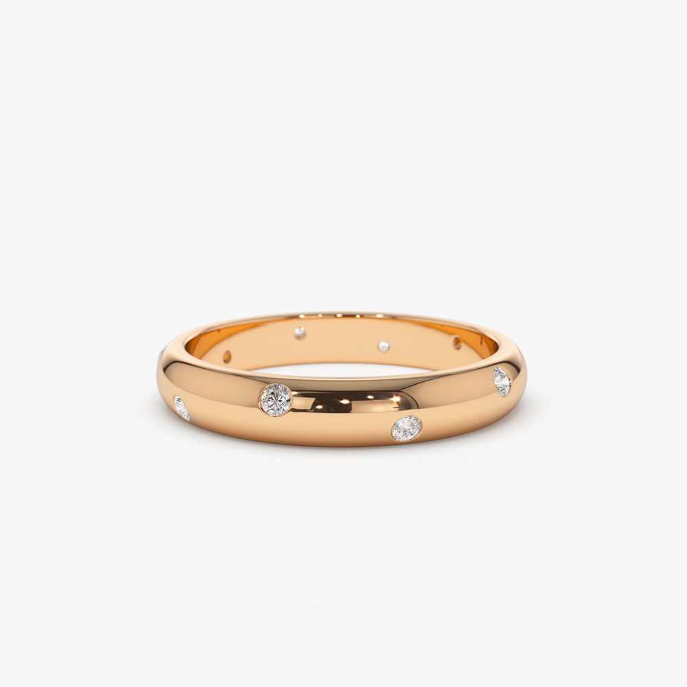 14k 3MM Dome Burnish Setting Women's Wedding Ring - Geum Jewels