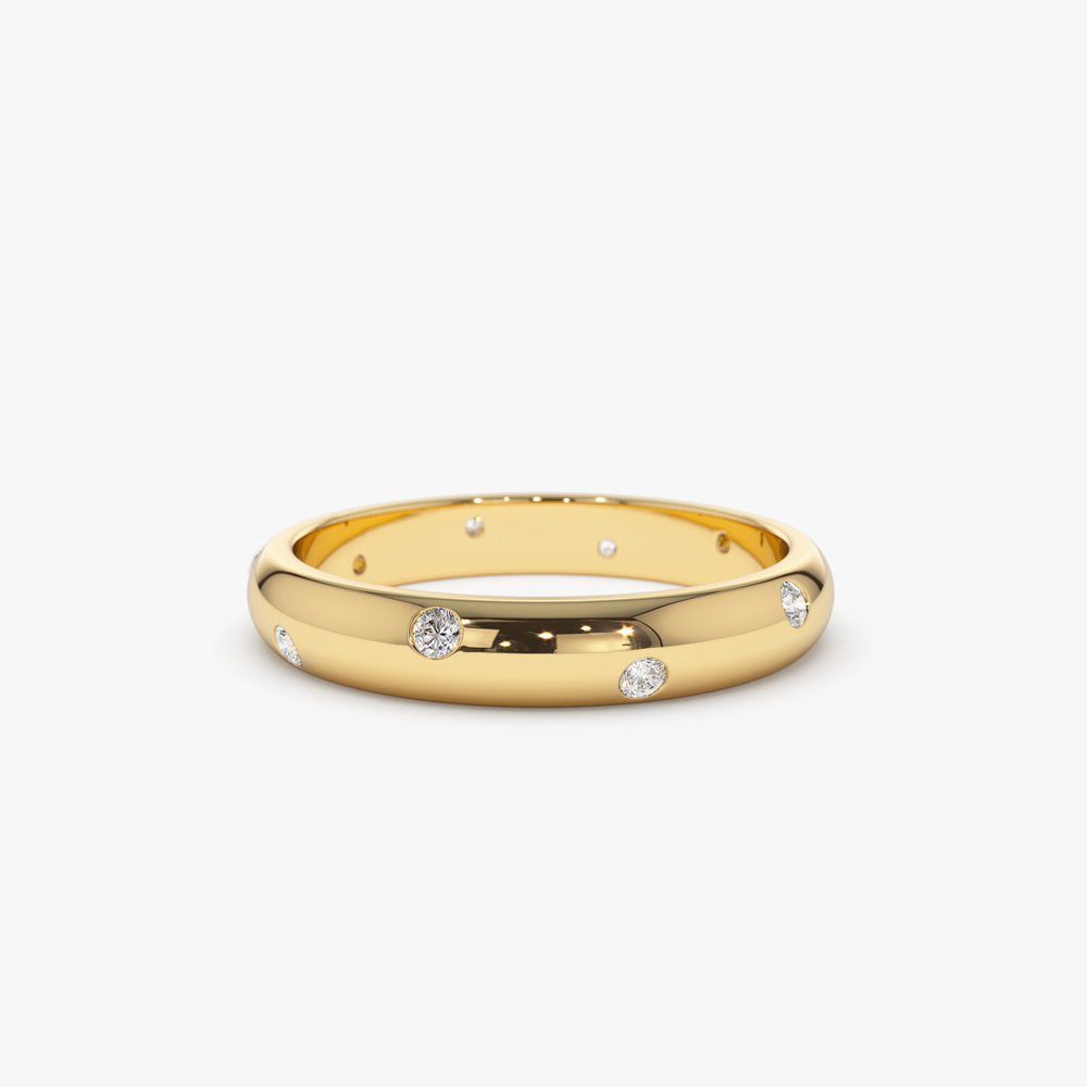 14k 3MM Dome Burnish Setting Women's Wedding Ring - Geum Jewels