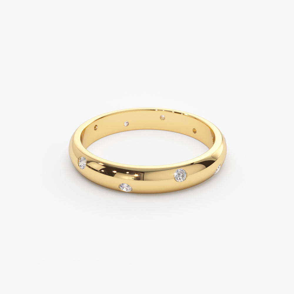 14k 3MM Dome Burnish Setting Women's Wedding Ring - Geum Jewels