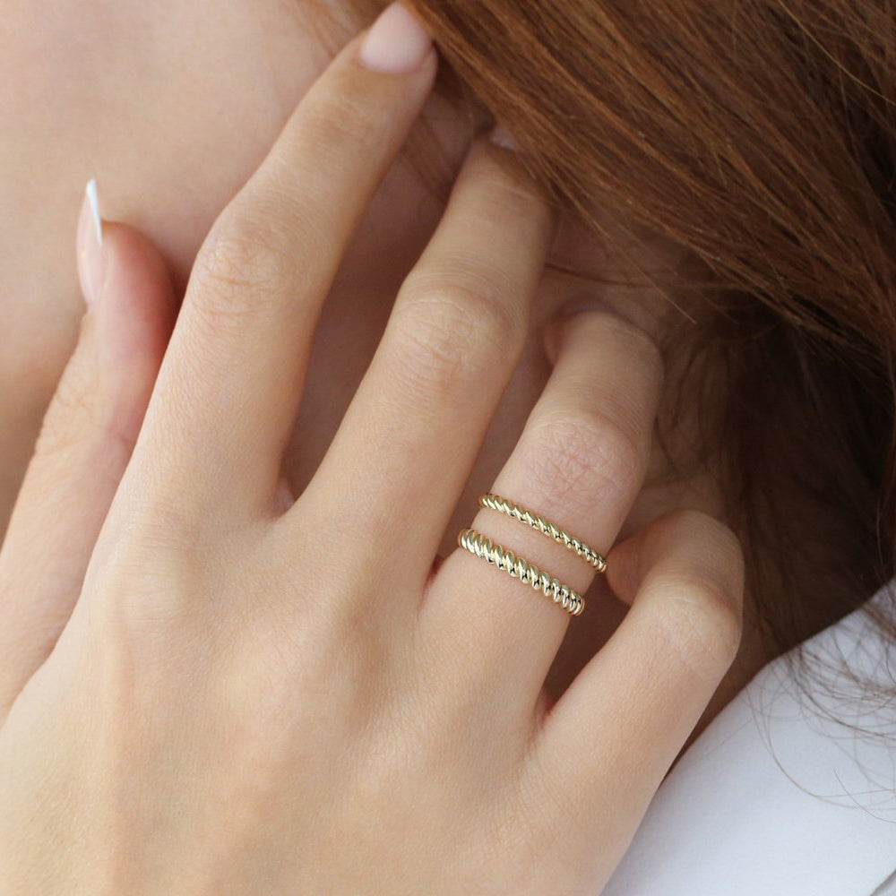 14K 3MM Twisted Rope Ring
