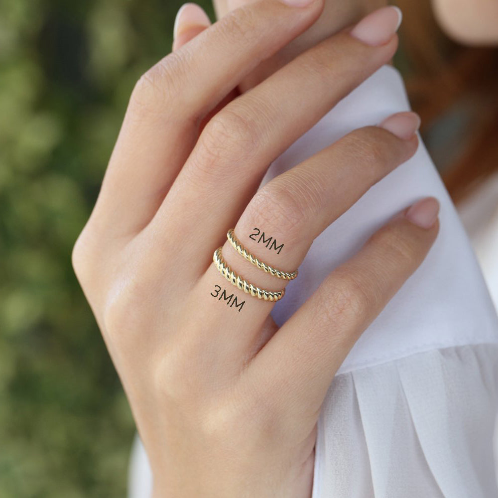 14K 3MM Twisted Rope Ring