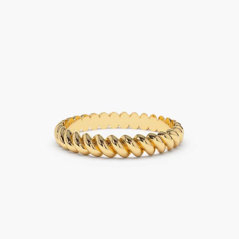14K 3MM Twisted Rope Ring - Geum Jewels