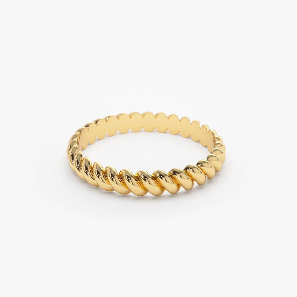 14K 3MM Twisted Rope Ring - Geum Jewels