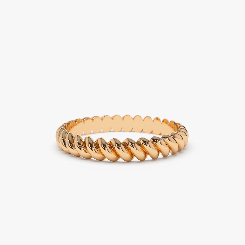 14K 3MM Twisted Rope Ring - Geum Jewels