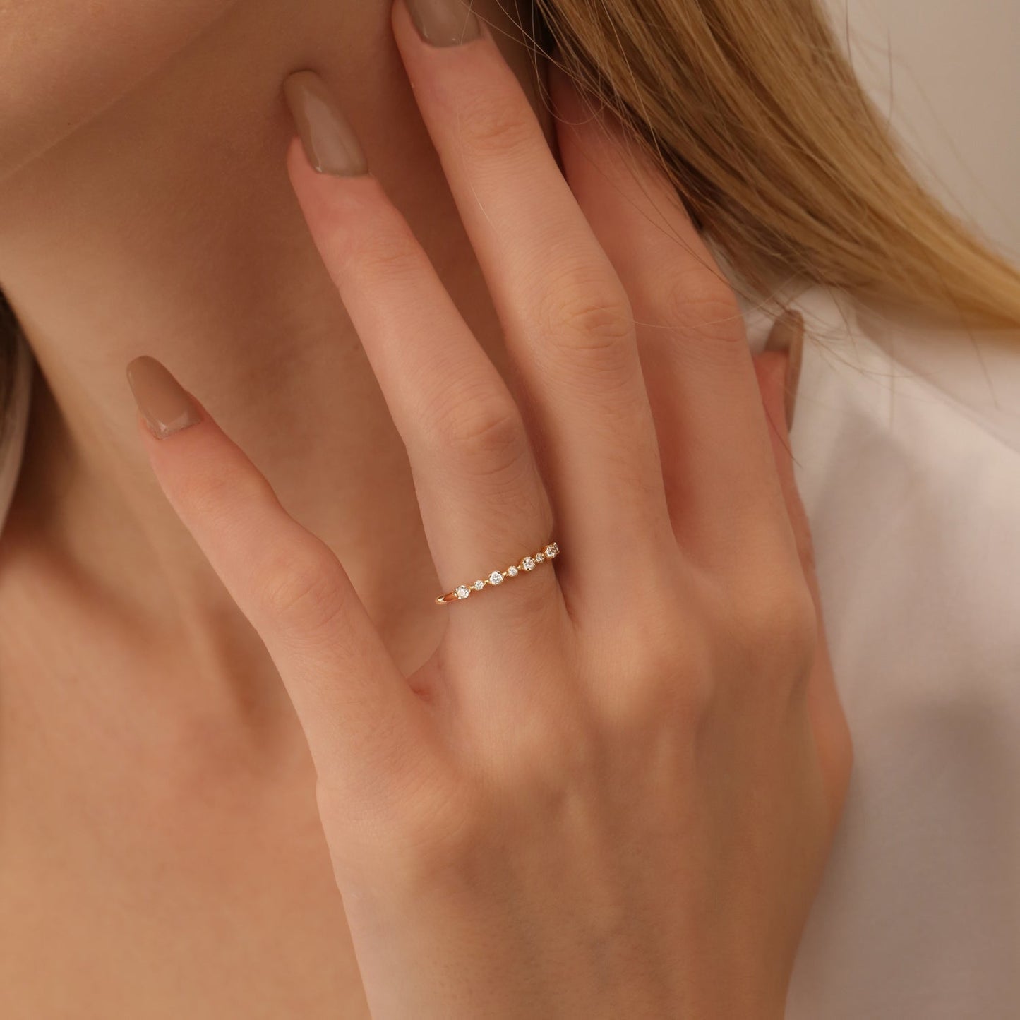 14k 4 Prong Petite Natural Diamond Ring