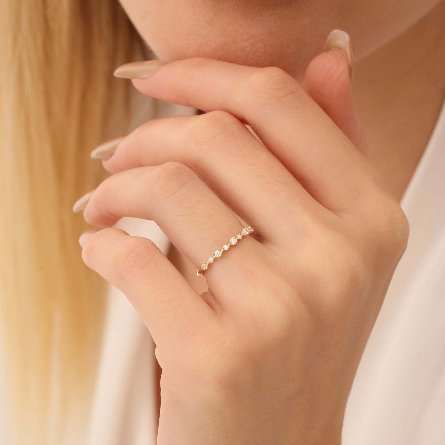 14k 4 Prong Petite Natural Diamond Ring