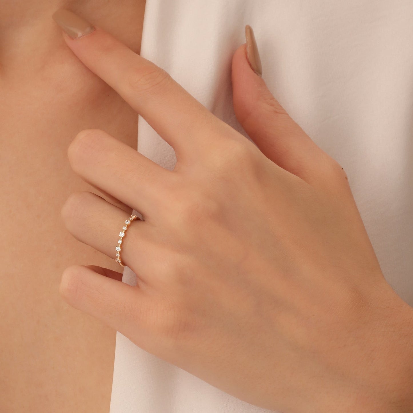 14k 4 Prong Petite Natural Diamond Ring