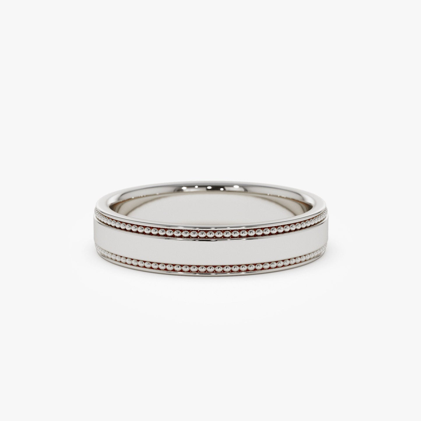 14k 4MM Flat Milgrain Edge Wedding Band - Geum Jewels