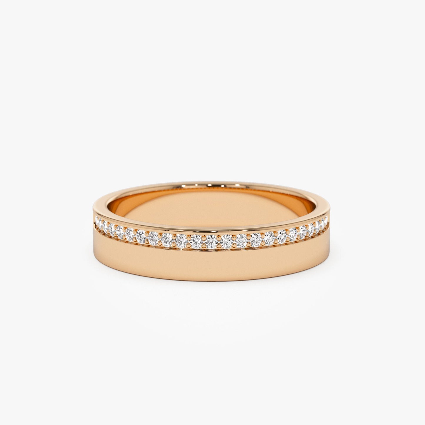 14K 4MM Half Eternity Diamond Wedding Band - Geum Jewels
