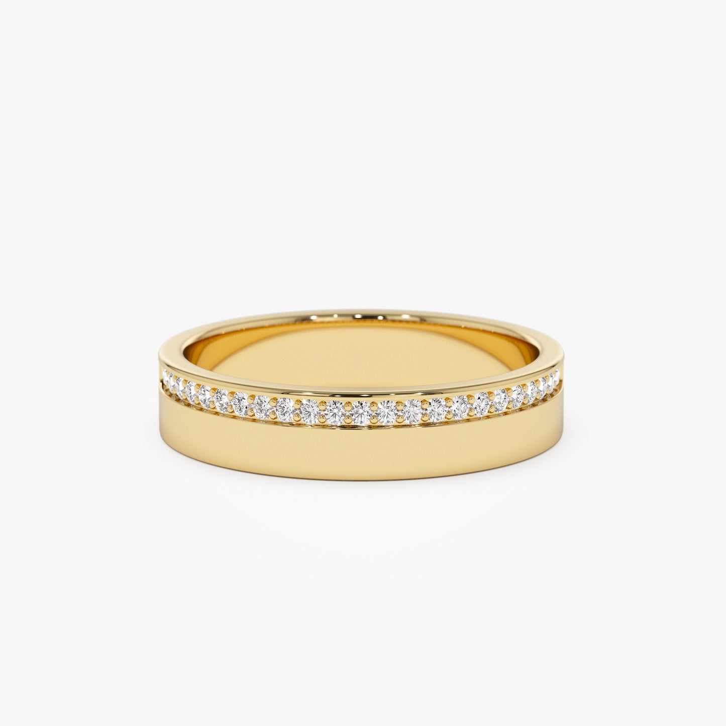14K 4MM Half Eternity Diamond Wedding Band - Geum Jewels