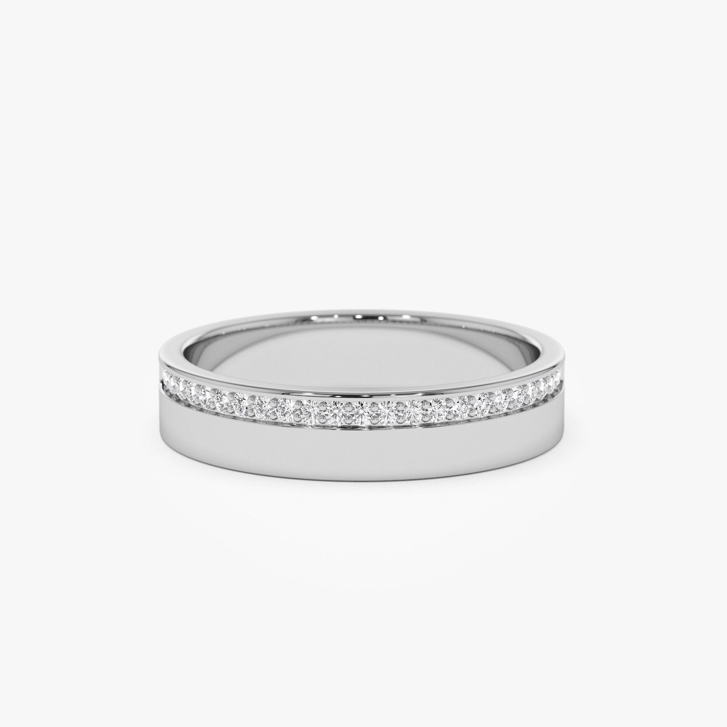 14K 4MM Half Eternity Diamond Wedding Band - Geum Jewels