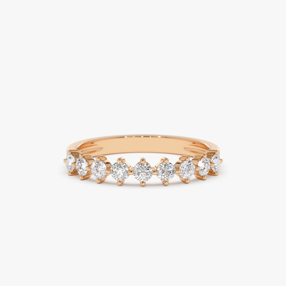 14k 9 Stone Prong Setting Women's Diamond Wedding Ring 0.55 ctw - Geum Jewels