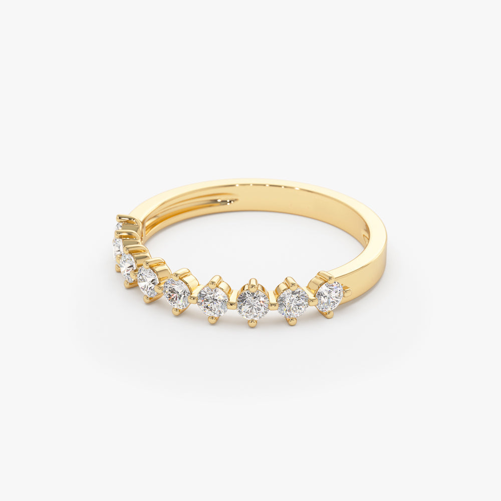 14k 9 Stone Prong Setting Women's Diamond Wedding Ring 0.55 ctw - Geum Jewels